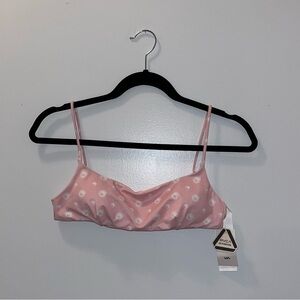 RVCA Pink White Sun Bikini Top NWT Ladies Small